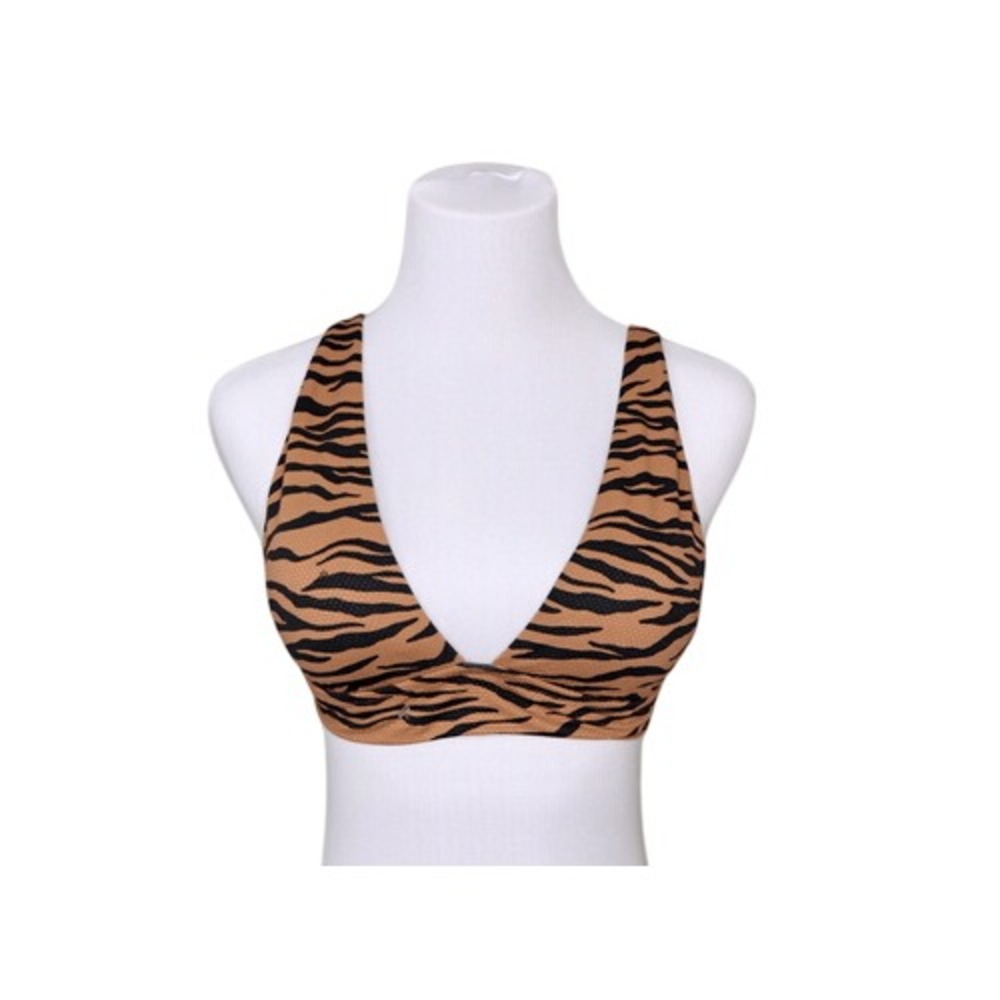 Aerie Zebra Tan Removable Pad Tie Back Bikini Swimwear Top SMALL Animal‎ Print